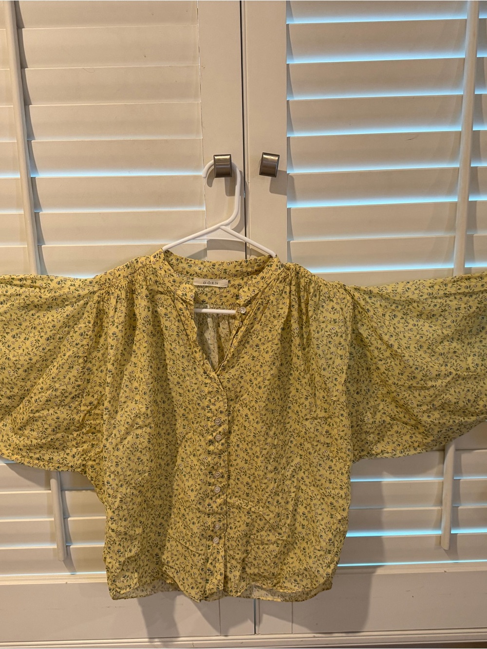 DOEN O'Keeffe Top Moonflower Floral Lightweight Yellow Blouse XS